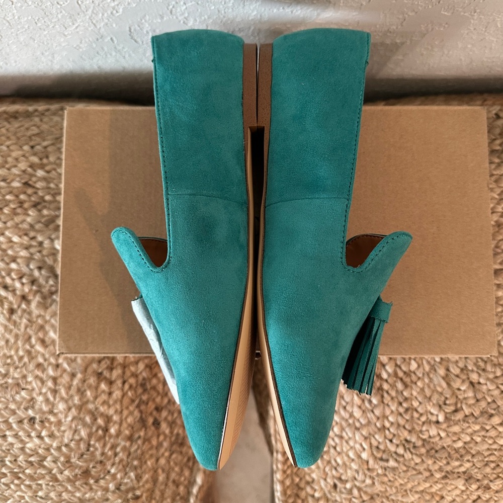 J.Crew Tassel Smoking Loafers Deep Emerald Green Suede Size 7.5 - Picture 6 of 7